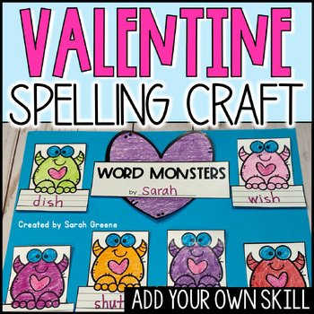 Preview of Valentine's Day Spelling or Phonics Activity with Editable Title