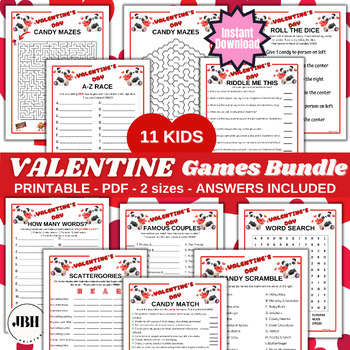 Preview of Valentine MEGA Bundle - 11 Engaging Valentine Games for KIDS