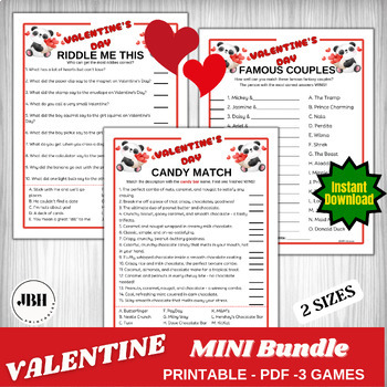 Preview of Valentine MINI Bundle - Riddle Me This, Famous Couples, Candy Match