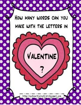 Valentine Make Words Activity for First Grade