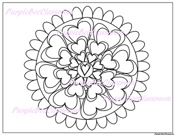Download Valentine Mandala Coloring Page by The Purple Bee ...