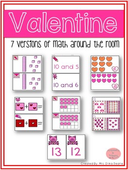 Preview of Valentine Math Around the Room Bundle