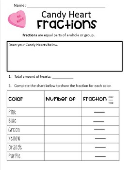 Preview of Valentine Fractions | Candy Heart Math