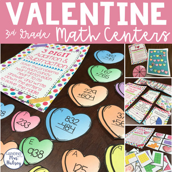 Preview of Valentine Math Centers (3rd Grade) Distance Learning