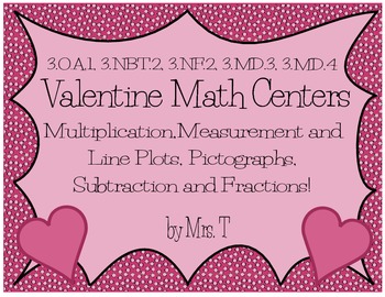 Preview of Valentine Math Centers~ CCSS Aligned