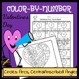 Valentine Color By Number Circle Geometry- Arcs,Central an