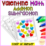 Valentine Math Color by Number Addition Subtraction Worksh
