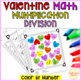 Valentine Math Color by Number Multiplication Division Wor