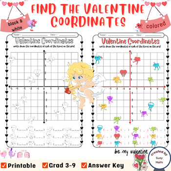 Preview of Valentine Math Coordinate Plane Worksheet (4 quadrants)
