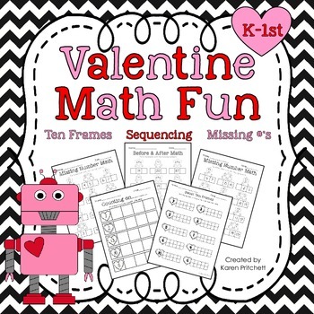 Preview of Valentine Math Fun - sequencing, missing number, counting on, & tens frames