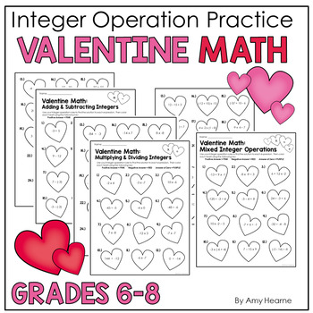 Preview of Valentine's Day Math | Integer Operation Practice