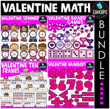 Preview of Valentine Math Clip Art Bundle {Educlips Clipart}