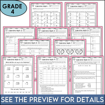 Valentine Math Print and Solve Gr. 4 by Teachers Are Terrific | TpT