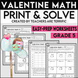 Valentine Math Print and Solve Gr. 5