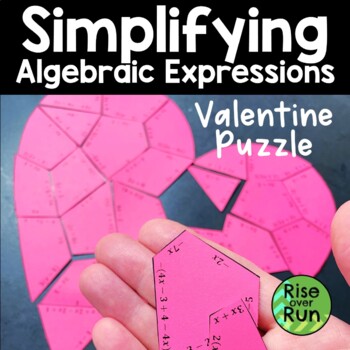 Preview of Valentine Math Puzzle Simplifying Algebraic Expressions
