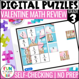 Valentine Math Review Digital Puzzles for 3rd Grade using Fraction Standards