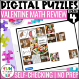 Valentine Math Review Digital Puzzles for 4th Grade using 