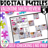 Valentine Math Review Digital Puzzles for 5th Grade using 