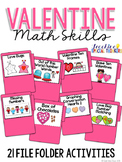 Valentine Math Skills File Folder Tasks (21 Tasks Included)