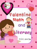 Valentine Math and Literacy Worksheets