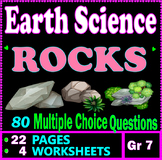 Earth Science. Rocks. Geology. 80 Questions. 4 Worksheets.