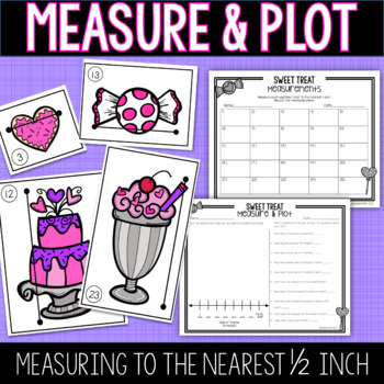 Preview of Valentine Measure and Plot - Measuring to the Nearest Half Inch and Line Plot