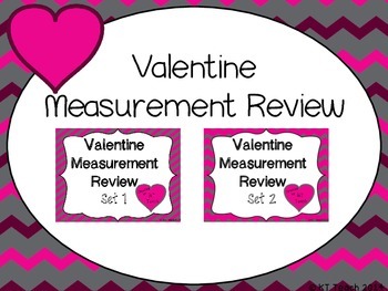 Preview of Valentine Measurement Review Task Cards (1st Grade Common Core)