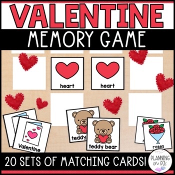 Preview of Valentine's Day Memory Game | Vocabulary for February