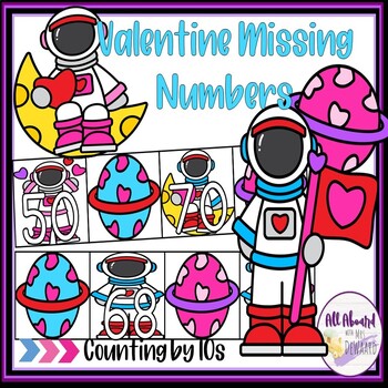 Preview of Valentine Missing Numbers Counting by 10's