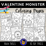 Valentine Monsters Coloring Pages with Freebie