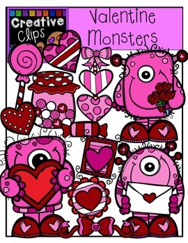 Preview of Valentine Monsters {Creative Clips Digital Clipart}