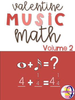 Preview of Valentine Music Math Google & Print Cross Curricular Fractions Basic Operations