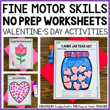 Preview of Valentine's Day Fine Motor Skills Crafts Toddler Activities Preschool Worksheets