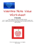 Valentine Note Value Worksheet