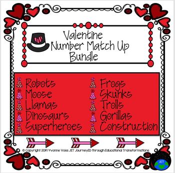 Preview of Valentine Number Match Up Bundle