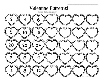 Valentine Number Patterns Pack!--9 Leveled Worksheets by 4 Little Baers