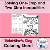 Solving One and Two Step Inequalities Valentine's Coloring Sheet