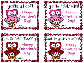 Valentine & Owl Themed From the Teacher Bookmarks and Homework Pass ...