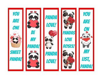 Preview of Valentine Panda Bookmarks! 5 Designs! Red, White, Black, & Turquoise