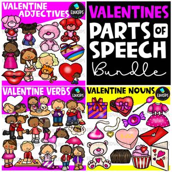Preview of Valentine Parts Of Speech Clip Art Bundle {Educlips Clipart}