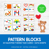Valentine Pattern Blocks Activity Task Cards and Data Sheets
