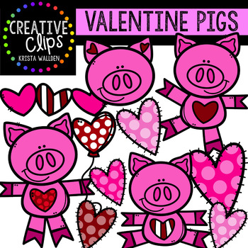 Preview of Valentine Pigs: Valentine Clipart {Creative Clips Clipart}