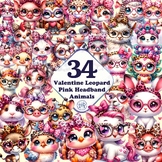 Valentine Pink Leopard Headband Animals 34 PNG Valentines 