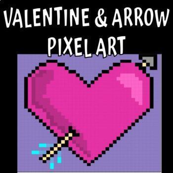 Preview of Valentine Pixel Art Activity - Heart and Arrow!