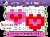 Valentine Place Value - Watch, Think, Color!
