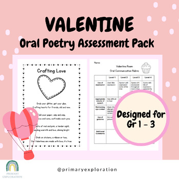 Preview of Valentine Poetry Assessment Booklet - includes 5 Rubric Options