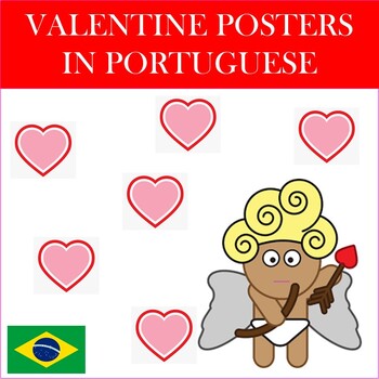 Preview of Valentine Posters and Coloring Posters in Portuguese - O Dia de São Valentim