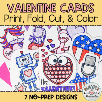 Preview of Valentine Printable Cards to Color