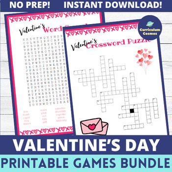 Preview of Valentine Printable Games Activity Bundle
