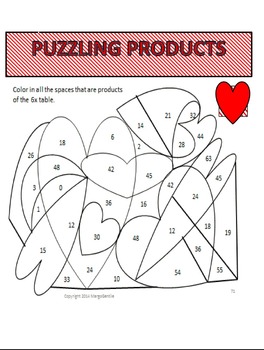 Preview of Valentine Puzzling Products Page from Daily Multiplication Packets for a Month